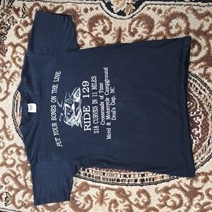 Vintage 90s Single Stitch Motorcycle Biker Tshirt Tee Black Skeleton 1990s Retro